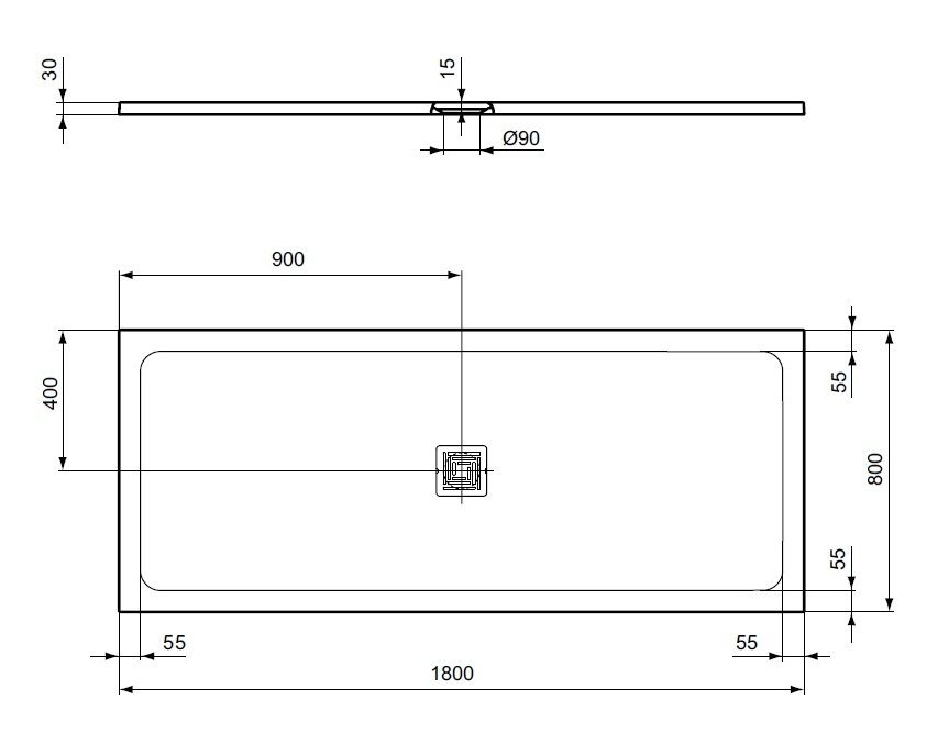 Ideal Standard UltraFlat S+ Sprchová vanička obdĺžniková 180x80x3cm, bez odpadu T5612FT - galéria #4