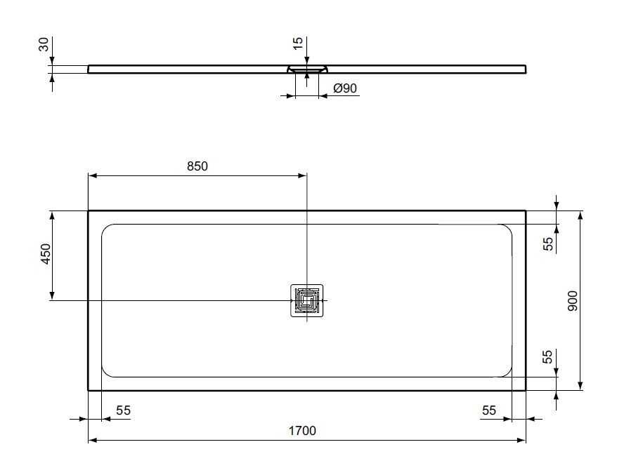 Ideal Standard UltraFlat S+ Sprchová vanička obdĺžniková 170x90x3cm, bez odpadu T5616FT - galéria #4