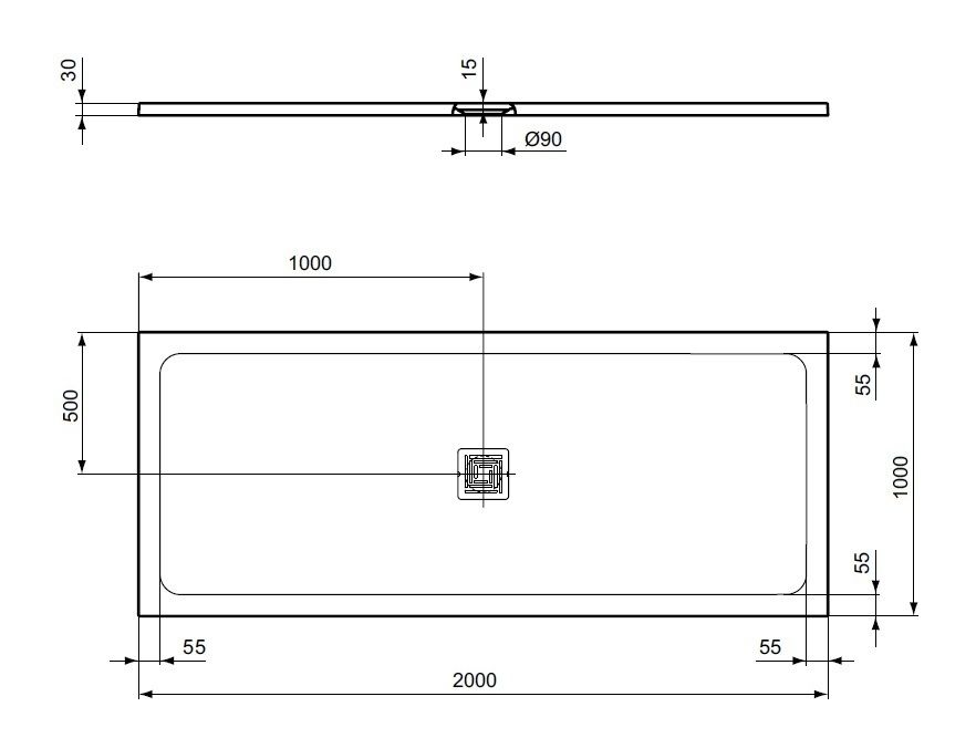 Ideal Standard UltraFlat S+ Sprchová vanička obdĺžniková 200x100x3cm, bez odpadu T5617FV - galéria #2