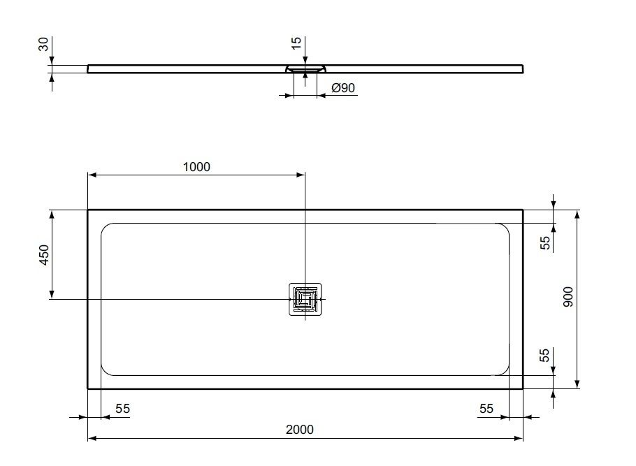 Ideal Standard UltraFlat S+ Sprchová vanička obdĺžniková 200x90x3cm, bez odpadu T5618FR - galéria #4