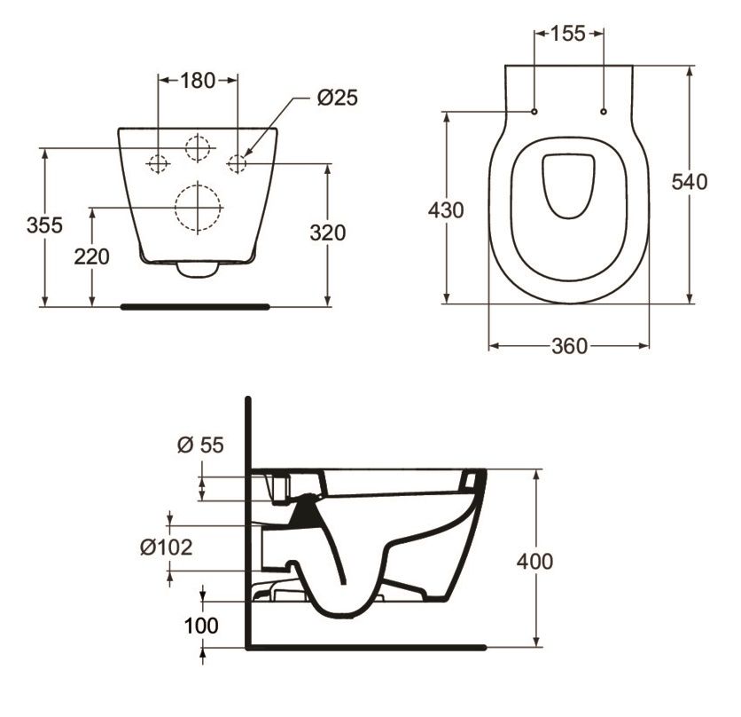 Ideal Standard Connect Závesné WC 36 x 54 x 34 cm E823201 - galéria #1