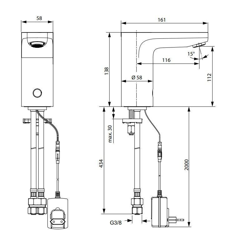 Ideal Standard Umývadlová batéria CeraPlus Sensor bez regulácie teploty A6144AA - galéria #1