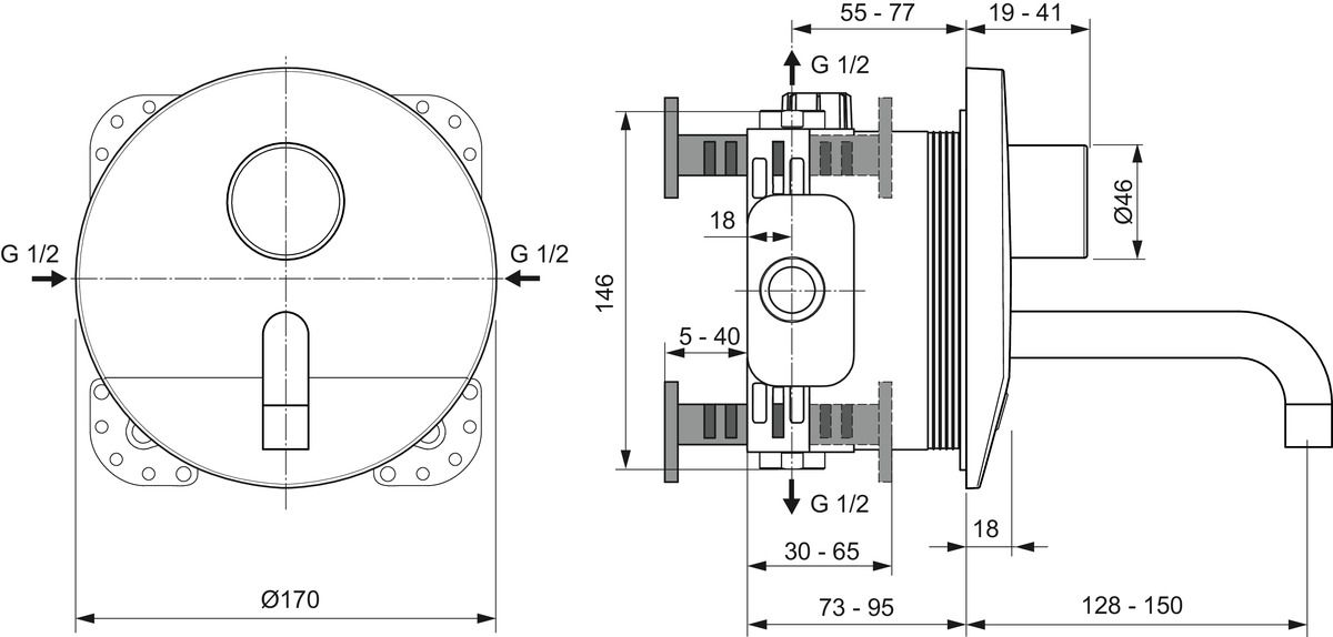 Ideal Standard Umývadlová batéria CeraPlus Sensor na skrytú inštaláciu A6149AA - galéria #1