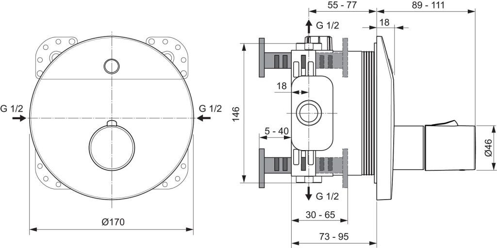 Ideal Standard Senzorová sprchová batéria CeraPlus na skrytú inštaláciu A6156AA - galéria #1