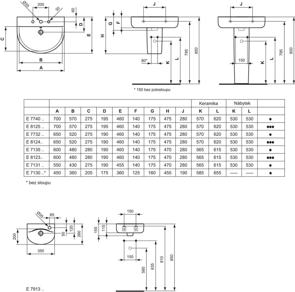 Ideal Standard Connect Umývadlo 35x15,5x26 cm, biele Ideal plus E7912MA - galéria #1
