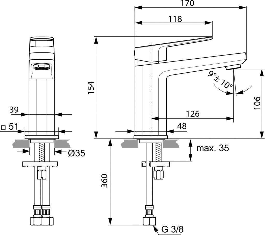 Ideal Standard Umývadlová batéria Tonic II bez výtoku A6327AA - galéria #1