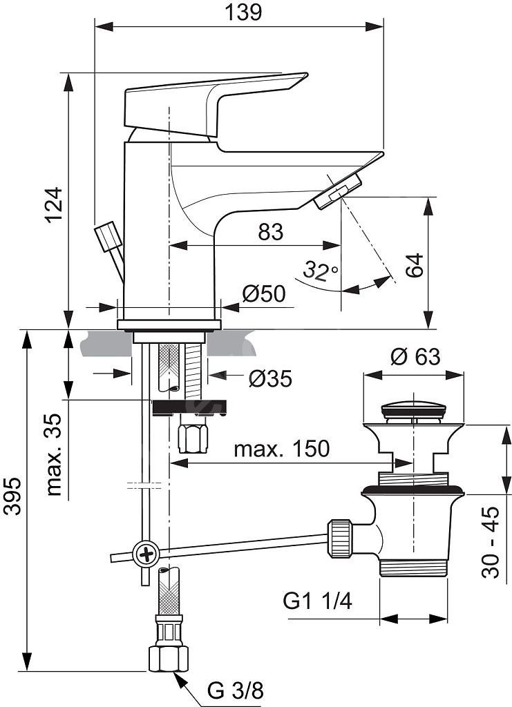 Ideal Standard Tesi Umývadlová batéria s výtokom A6566AA - galéria #1