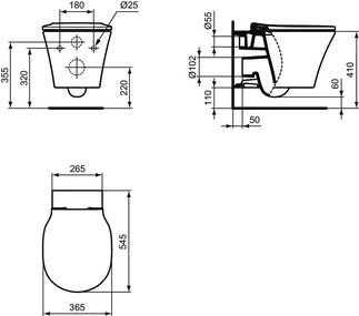 Ideal Standard Connect Air Závesné WC Aquablade 36x54x34 cm, Ideal Plus biela E0054MA - galéria #1