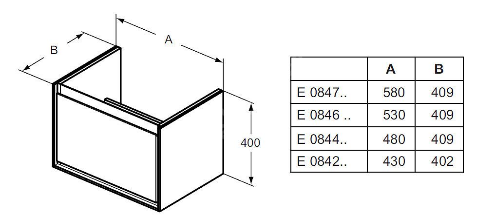 Ideal Standard Connect Air Skrinka pod umývadlo Cube 55 cm, 480x409x400 mm E0844B2 - galéria #3