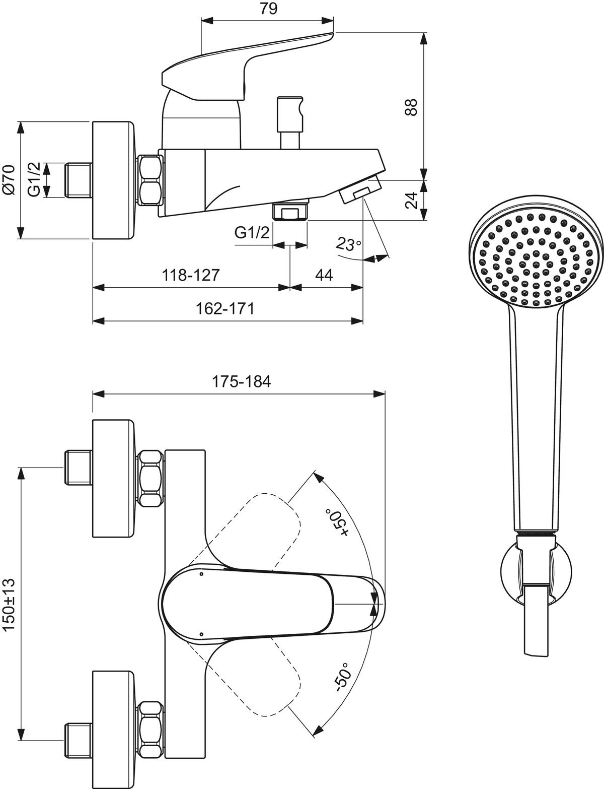 Ideal Standard CeraFlex Vaňová batéria s príslušenstvom, chróm B1722AA - galéria #3