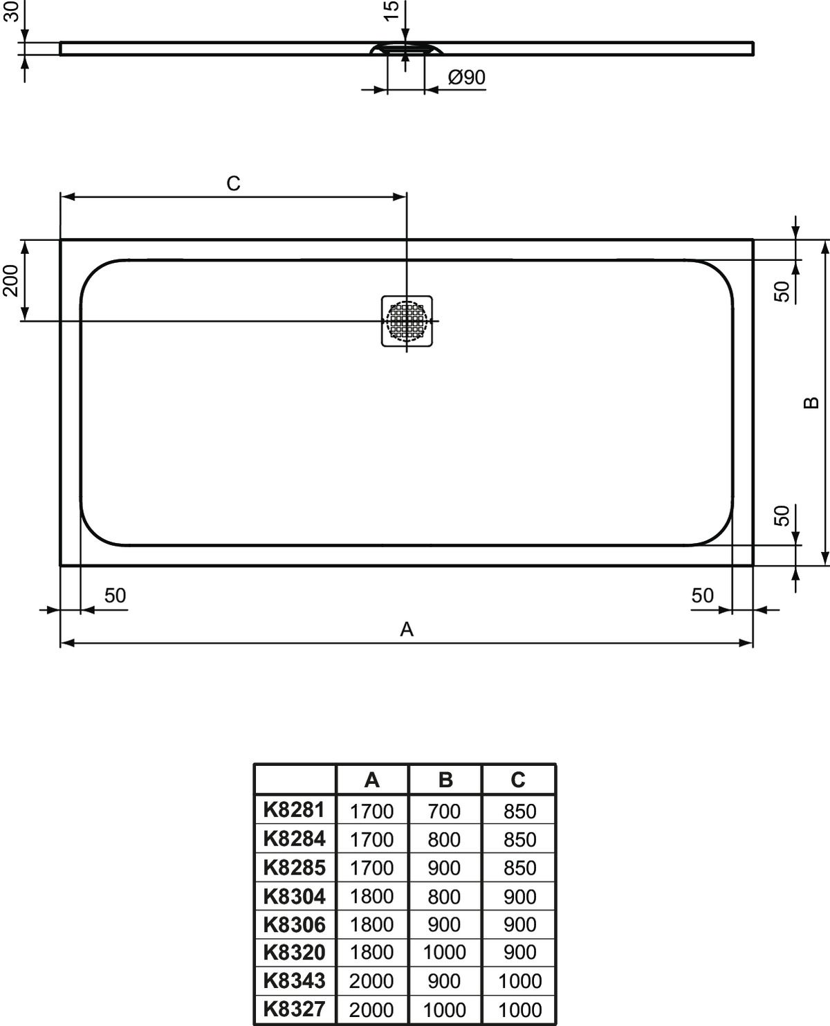 Ideal Standard Sprchová vanička Ultra Flat S 170x70 cm, čierna K8281FV - galéria #1