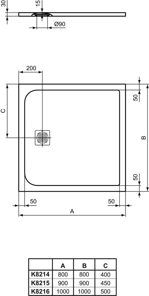Ideal Standard Sprchová vanička Ultra Flat S 90x90 cm, biela K8215FR - galéria #1