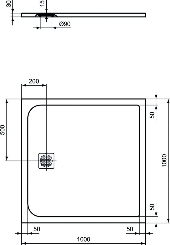 Ideal Standard Ultra Flat S Sprchová vanička 100x100 cm, čierna K8216FV - galéria #1