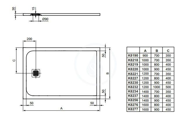 Ideal Standard UltraFlat S Sprchová vanička 100x80 cm, čierna K8219FV - galéria #1