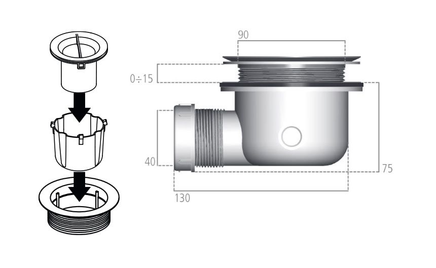Ideal Standard Súprava odpadu Ultraflat pre sprchovú vaničku K936367 - galéria #1