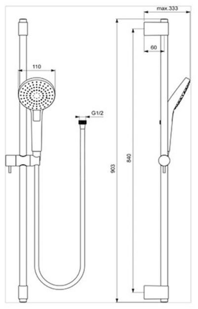 Ideal Standard Idealrain Evo Jet sprchový set kruh, tyč 900 mm s ručnou sprchou B2237AA - galéria #1