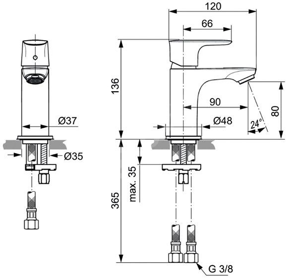 Ideal Standard Connect Air Umývadlová batéria bluestart bez odpadu A7019AA - galéria #1