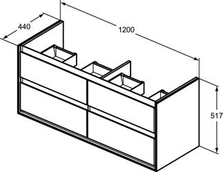 Ideal Standard Connect Air Dvojdrezová skrinka 120 cm, lesklá biela E0822KN - galéria #3