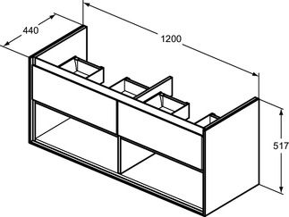 Ideal Standard Connect Air Dvojdrezová skrinka 120 cm, lesklá svetlosivá E0829EQ - galéria #3