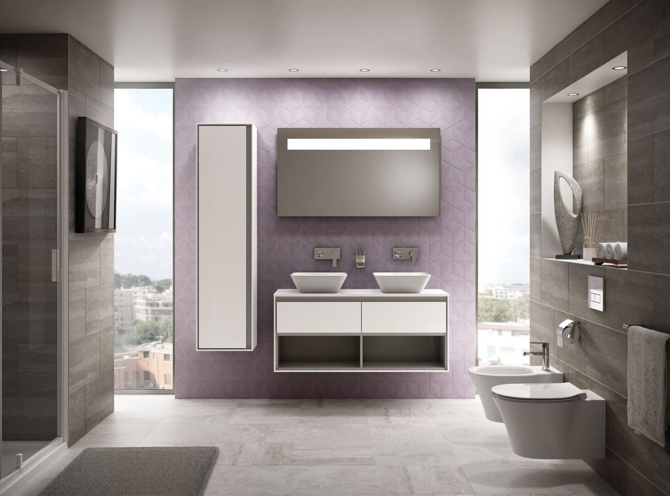 Ideal Standard Connect Air Dvojdrezová skrinka 120 cm, svetlosivá matná/lesklá biela E0829KN - galéria #2