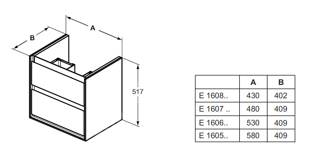 Ideal Standard Connect Air Skrinka pod umývadlo Cube 50 cm, lesklý biely/matný biely lak E1608B2 - galéria #2