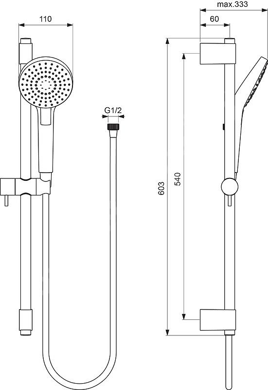 Ideal Standard Sprchová súprava Idealrain Evo Jet Circle, tyč 600 mm s ručnou sprchou B2233AA - galéria #1
