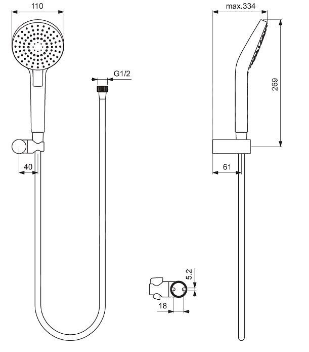 Ideal Standard Ručná sprcha IdealRain Evo Circle 110, 3 trysky B2404AA - galéria #1