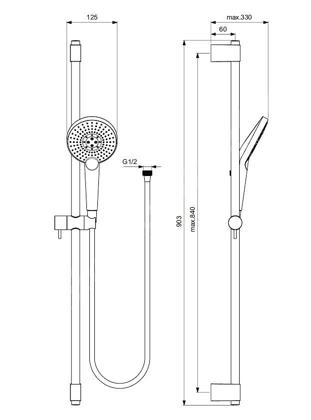 Ideal Standard Idealrain Evo Jet sprchový set kruh, tyč 900 mm s ručnou sprchou B1763AA - galéria #1
