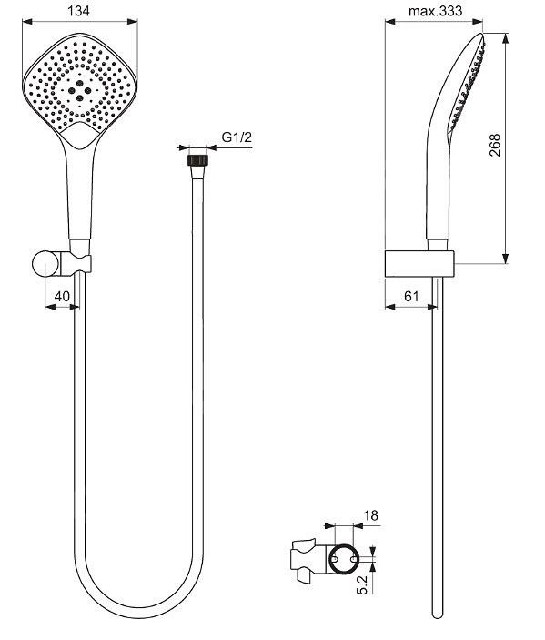 Ideal Standard Ručná sprcha Idealrain Evo Jet Diamond 134, 3 trysky, chróm B2460AA - galéria #1