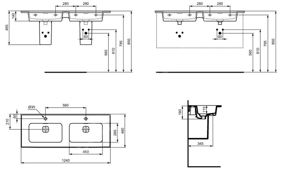 Ideal Standard Strada II Nábytok dvojité umývadlo 120 cm T300501 - galéria #1