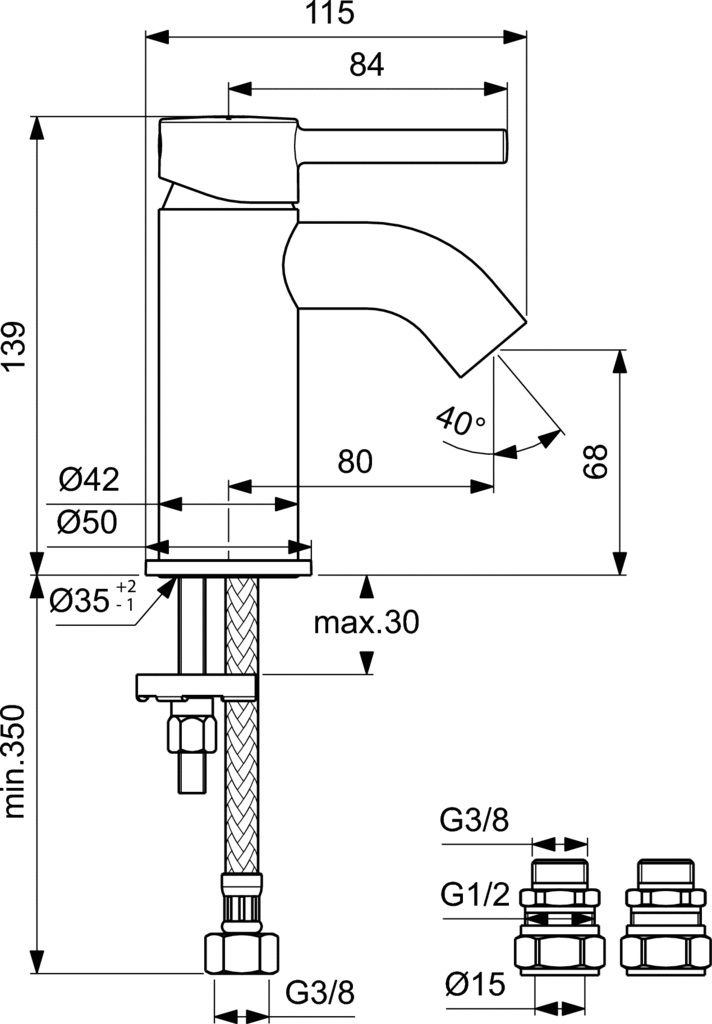 Ideal Standard Ceraline Umývadlová batéria Piccolo, chróm BC185AA - galéria #2