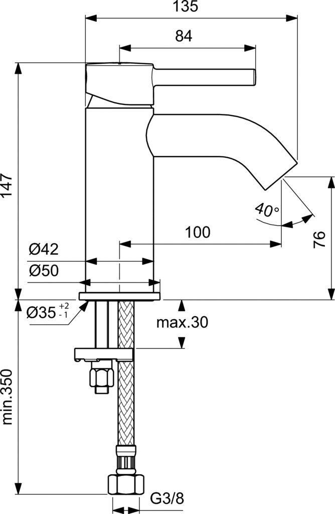 Ideal Standard Ceraline Umývadlová batéria bez odtoku, chróm BC268AA - galéria #1
