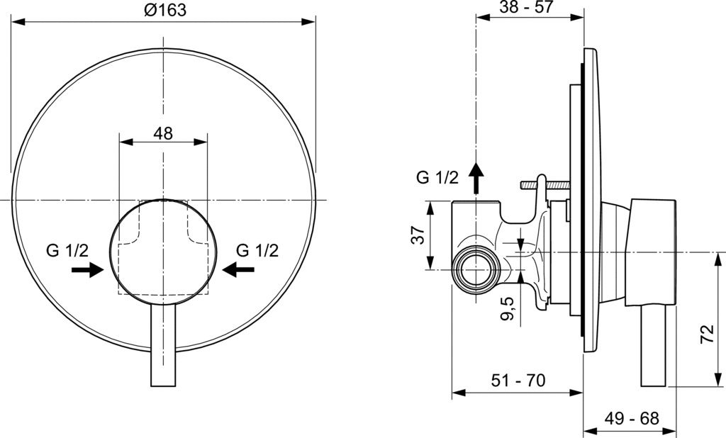 Ideal Standard Ceraline Sprchová batéria vrátane telesa, chróm A6940AA - galéria #1