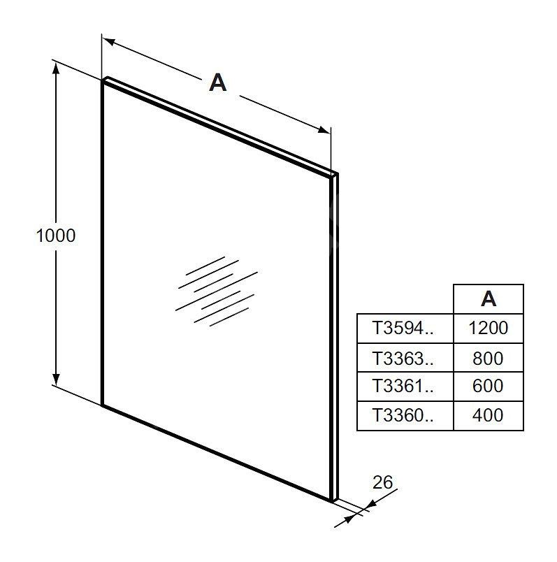 Ideal Standard Zrkadlo a svetlo Zrkadlo s rámom 100x80 cm T3363BH - galéria #1