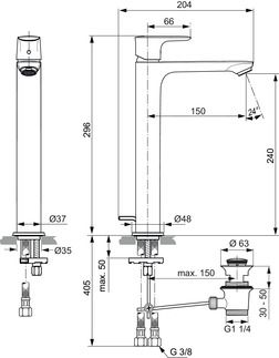 Ideal Standard Connect Air Slim umývadlová batéria s výtokom, chróm A7025AA - galéria #1