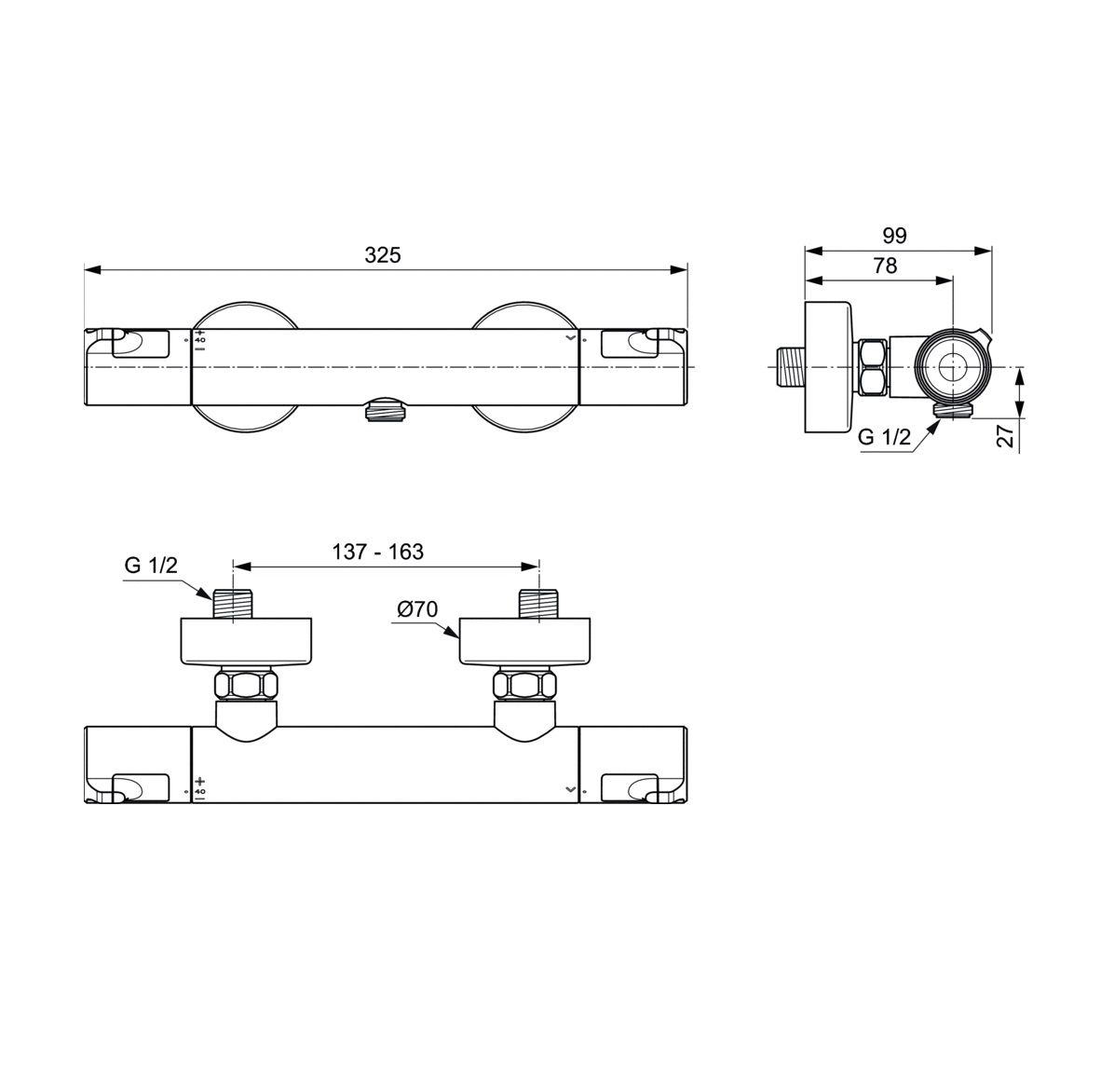 Ideal Standard Ceratherm T50 Termostatická sprchová batéria, chróm A7214AA - galéria #1