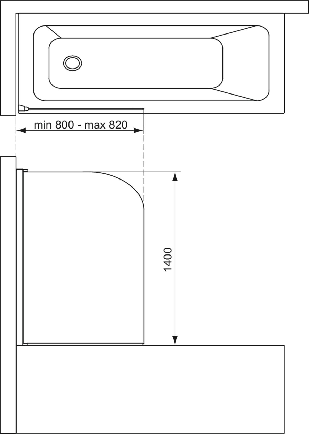 Ideal Standard Connect 2 Okrúhla vaňová zástena 80 x 140 cm, chróm T9924EO - galéria #5