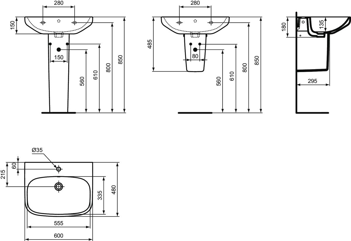 Ideal Standard i.Life A Umývadlo 60 cm, s prepadom, biele T470501 - galéria #5