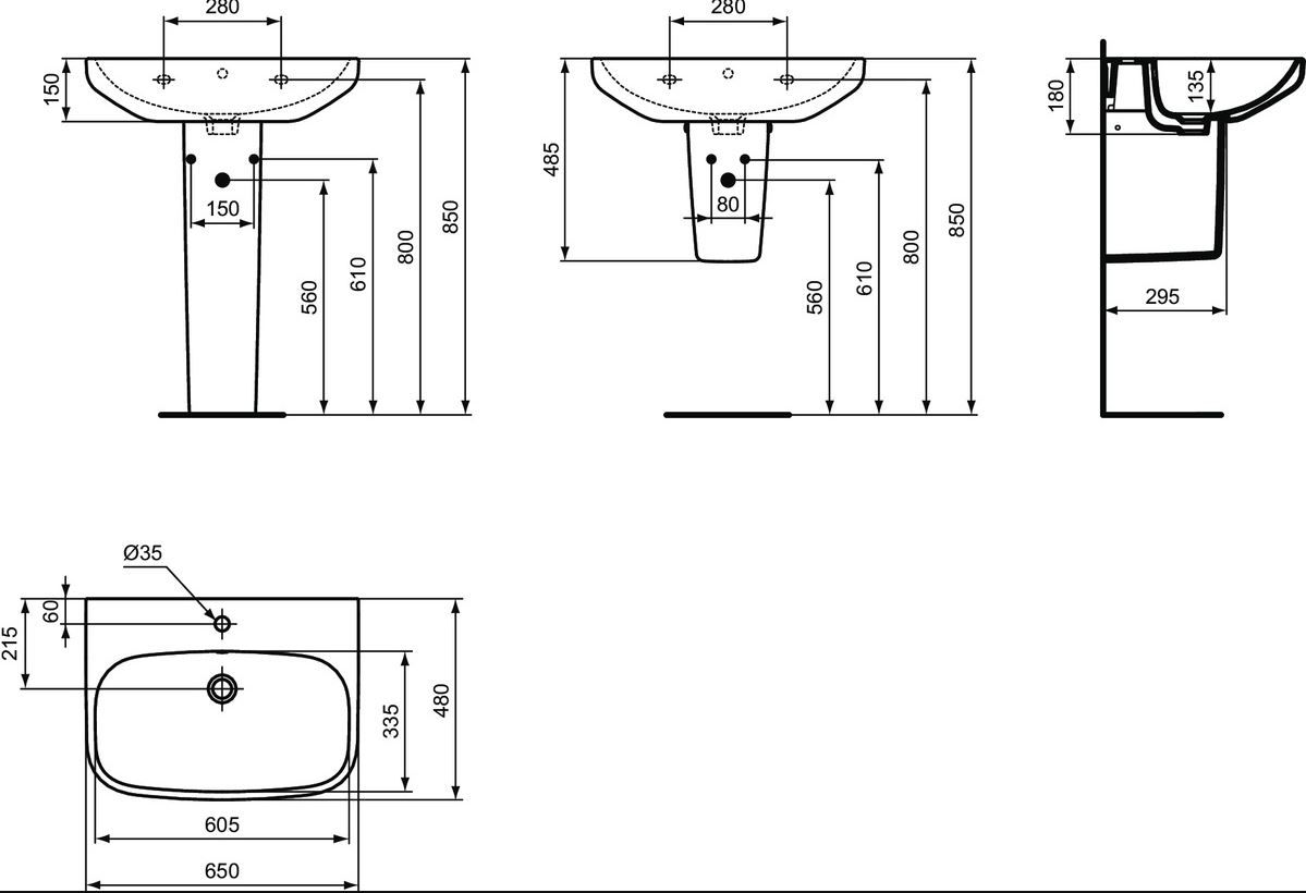 Ideal Standard i.Life A Polostĺpik pre umývadlá T471301 - galéria #3
