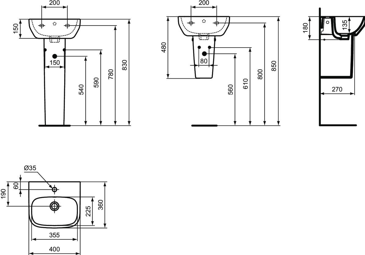 Ideal Standard i.Life A Polostĺpik pre umývadlá T471501 - galéria #3