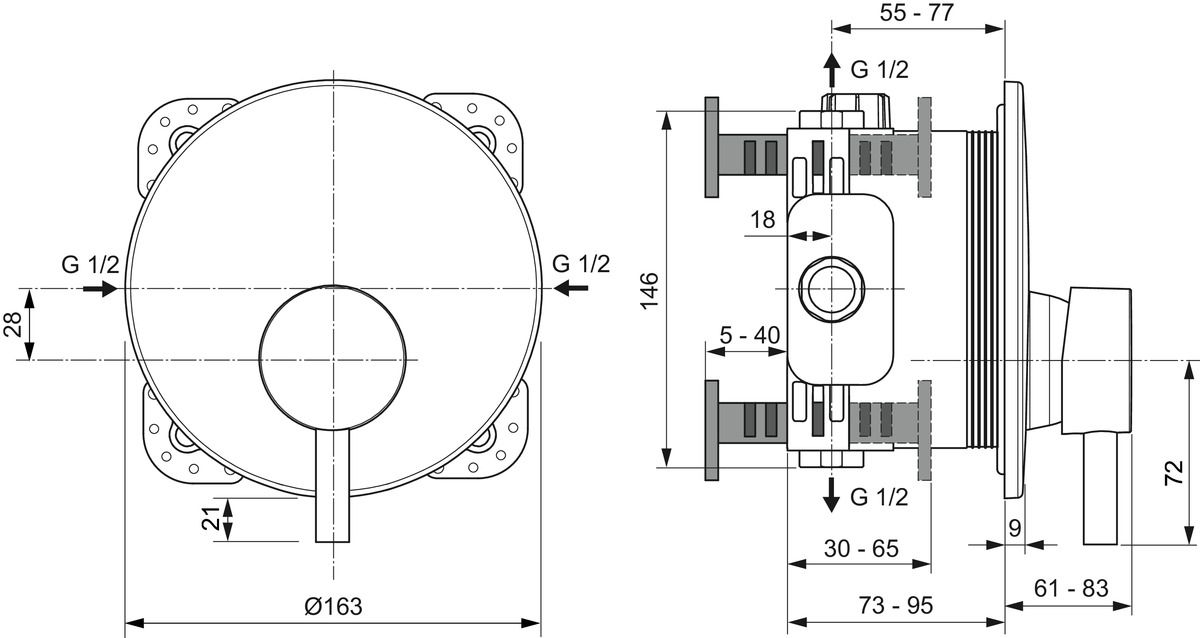 Ideal Standard Ceraline Sprchová batéria ECO, bez telesa, čierny mat A7388XG - galéria #4