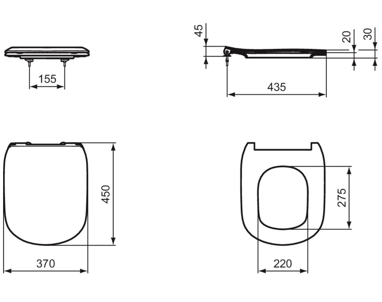 Ideal Standard Záchodová doska Tesi so systémom SoftClose, matná čierna T3527V3 - galéria #5