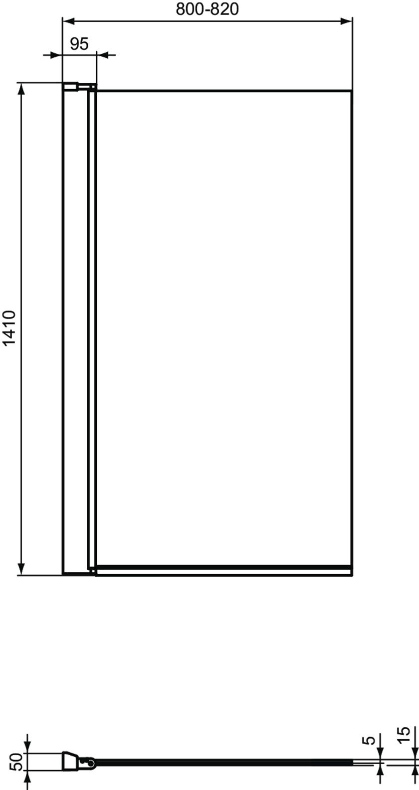 Ideal Standard Connect 2 Kúpeľňová zástena 80 x 140 cm, čierna matná T9923V3 - galéria #3
