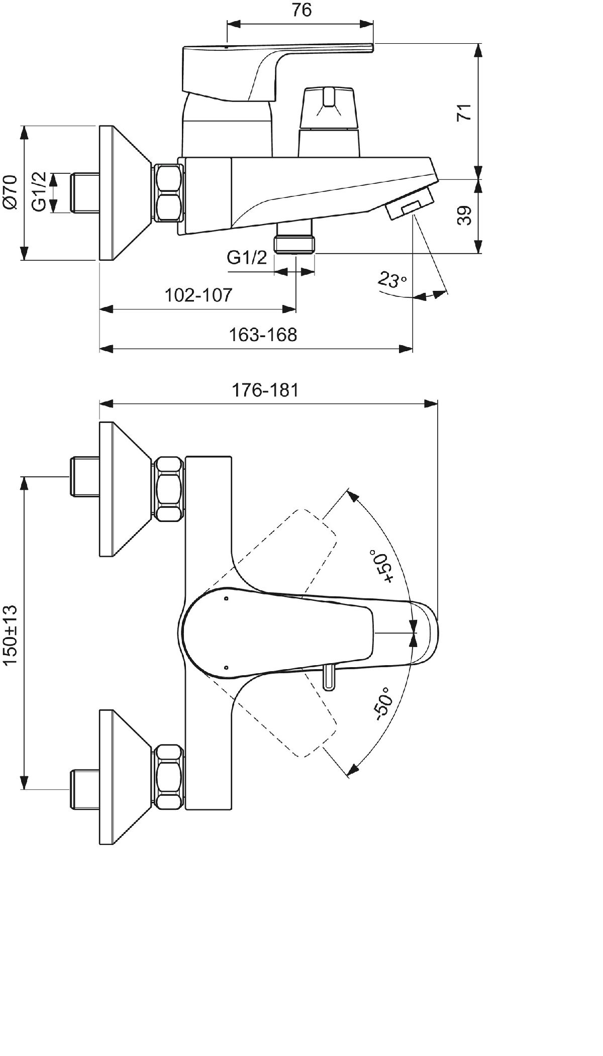 Ideal Standard Cerafine D Vaňová batéria, chróm BC494AA - galéria #3