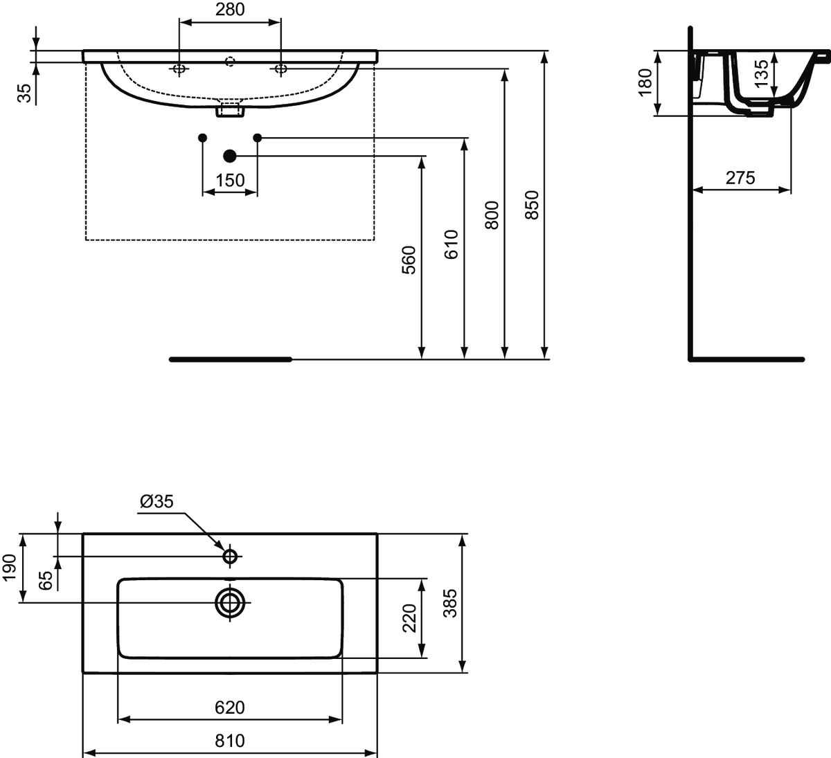 Ideal Standard i.Life S Umývadlo 81 x 38,5 cm, biele T458901 - galéria #6