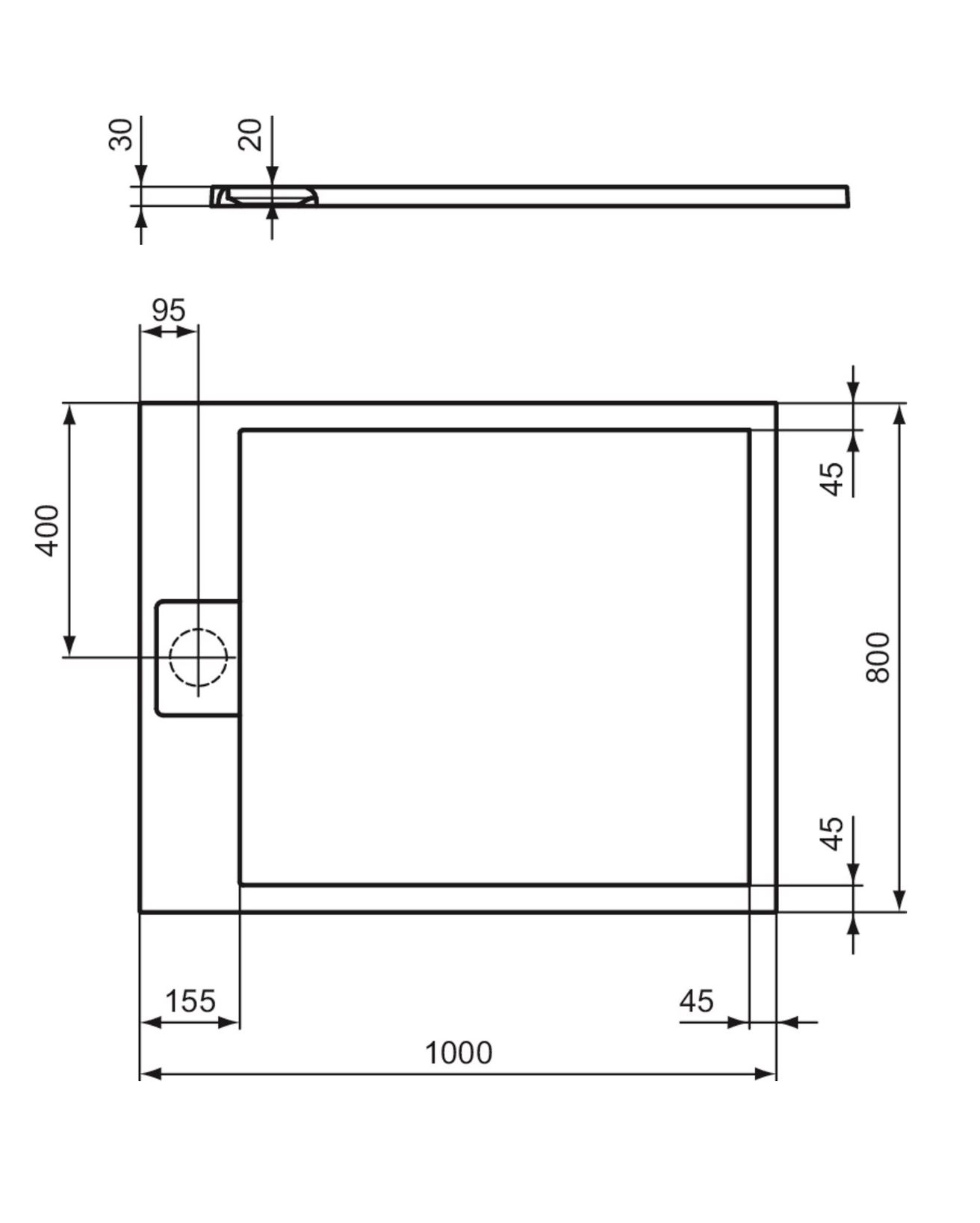 Ideal Standard i.Life Sprchová vanička liata 100 x 80 cm, biela matná T5223FR - galéria #5