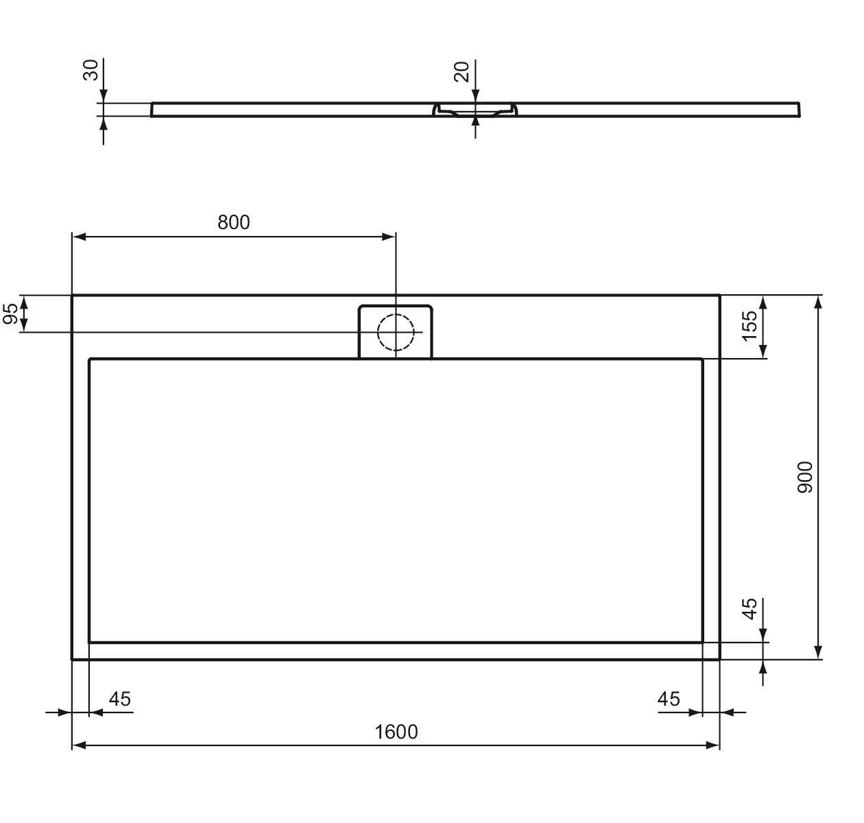 Ideal Standard i.Life Sprchová vanička liata 160 x 90 cm, biela matná T5226FR - galéria #4