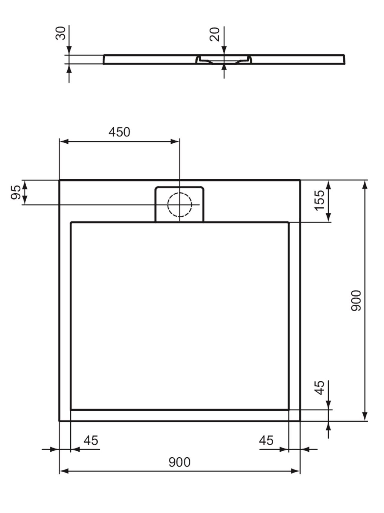 Ideal Standard i.Life Sprchová vanička liata 90 x 90 cm, piesková T5227FT - galéria #4
