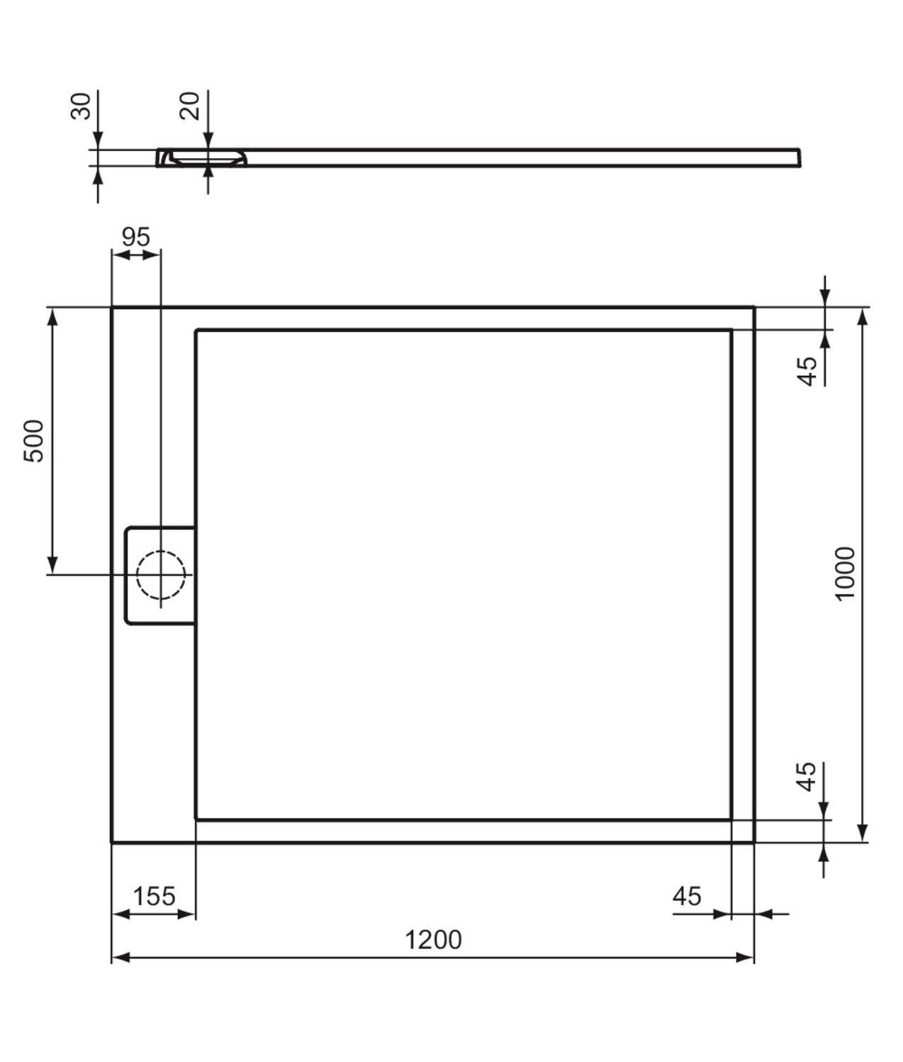 Ideal Standard i.Life Sprchová vanička 120 x 100 cm, hranatá čierna T5228FV - galéria #4