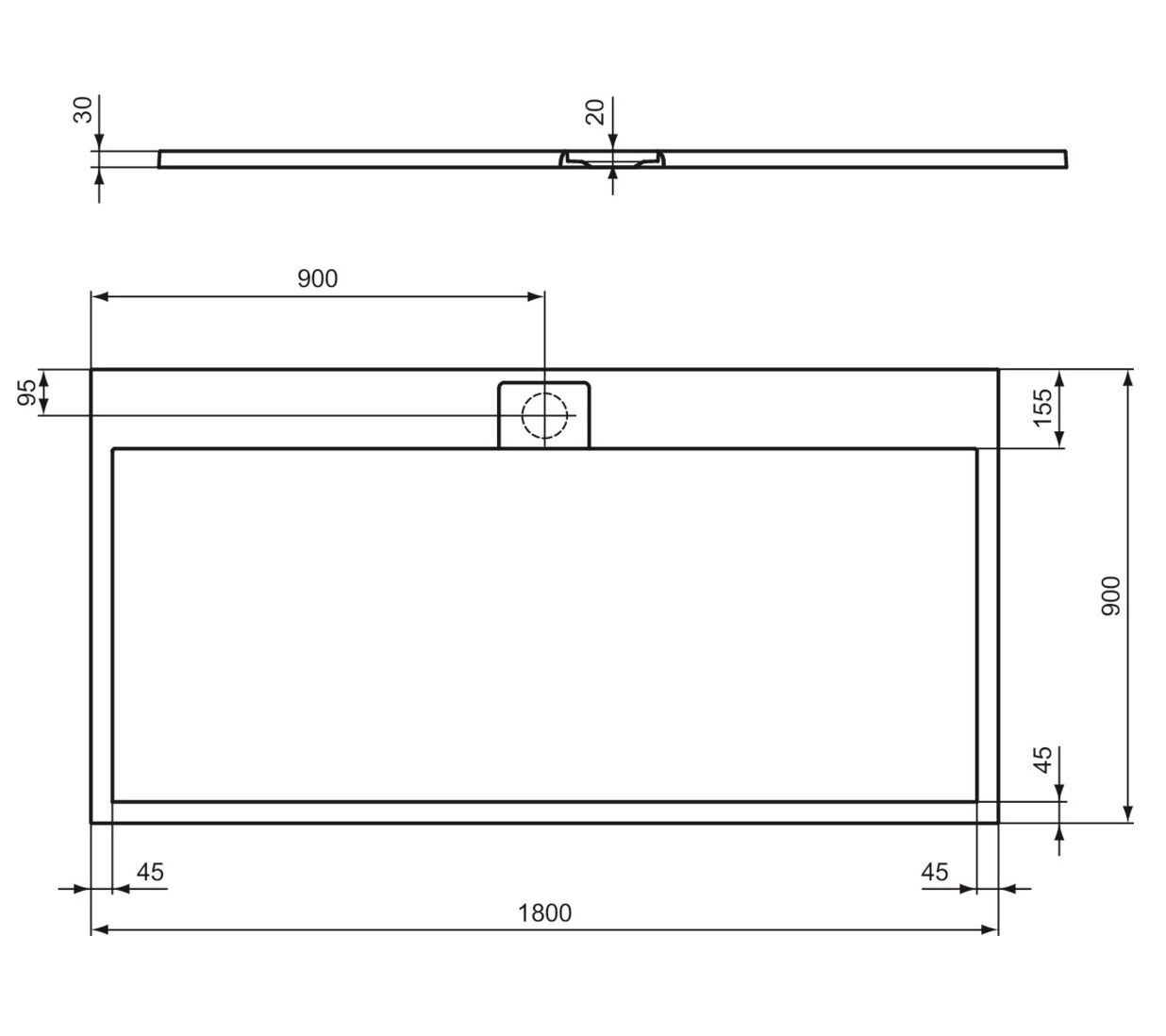 Ideal Standard i.Life Sprchová vanička liata 180 x 90 cm, biela matná T5230FR - galéria #4